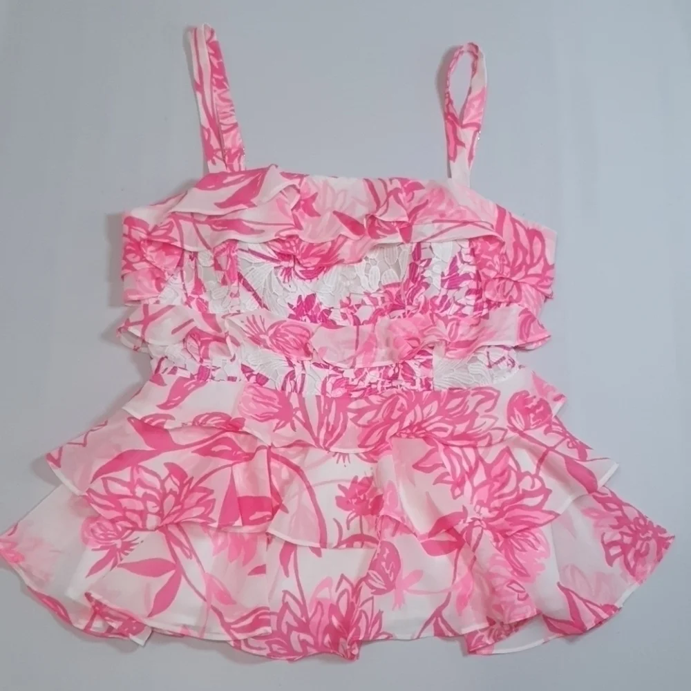 NWT Lilly Pulitzer Ruffled Tier Olive Top